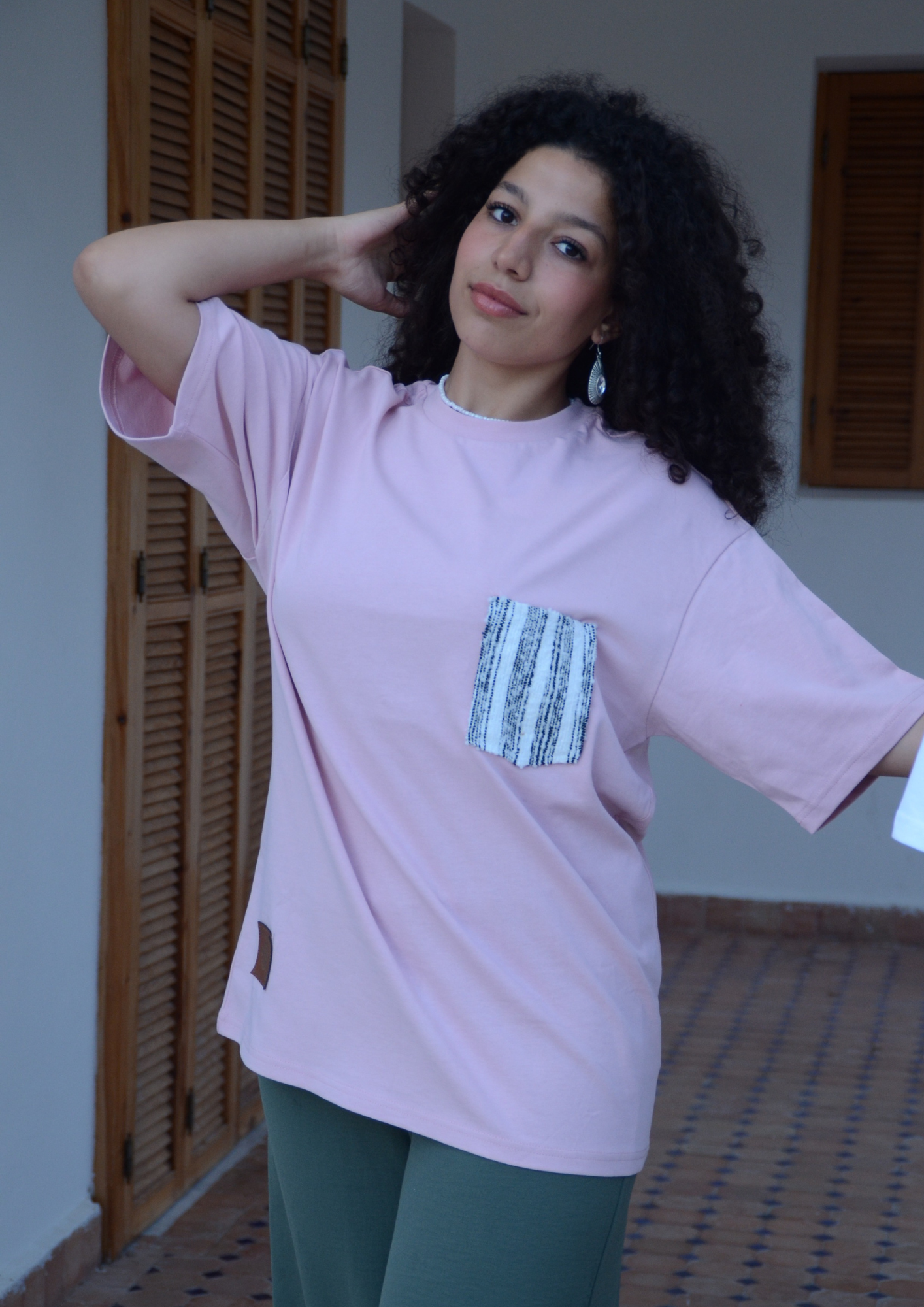 Pink T-shirt & White